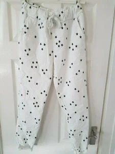 LADIES WOMENS STAR ITALIAN STRETCH PLAIN  MAGIC TROUSERS JOGGERS ONE SIZE NEW - Picture 1 of 9