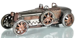 1926 Bugatti Type 35 Metal Racing Car Model 14" Silver & Bronze Automotive Decor - Afbeelding 1 van 8
