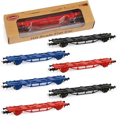 3pcs HO Scale 1:87 Flat Car Model Trains Mini Wagon Carriages C8761 Freight Cars - Image 1 of 4