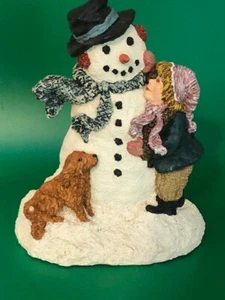 Vtg Christmas June McKenna 1994 Snowman and Child Figurine - Picture 1 of 7