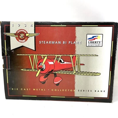 Liberty Classics by Spec Cast 1934 Stearman Bi Plane Die Cast Metal Bank - Image 1 of 4