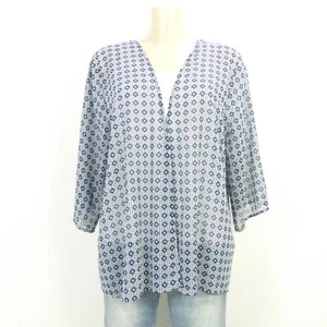 NEW LOOK TALL Blouse Kimono Tunic Open Blue White Size Size Large DE 38 UK 10 (DG162) - Picture 1 of 3