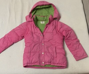 Mini Boden Pink Padded Coat 11-12 Transforming Gillette Green Fleece Hooded C3 - Bild 1 von 10