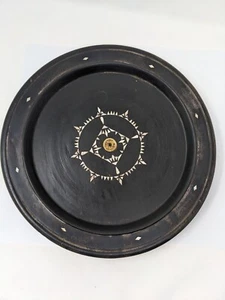 Indonesian / Balinese Handcrafted Wooden Decorative Plate w/Oyster Shell Inlays - Picture 1 of 3