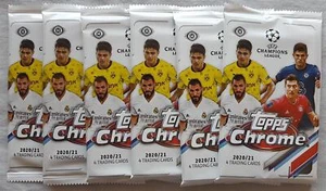 6x Topps Chrome Champions League Hobby Soccer Pack Fußball 2020-21 - Zdjęcie 1 z 1