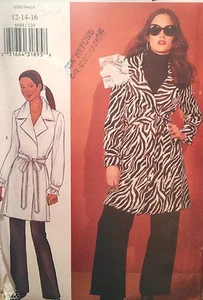 NEW VINTAGE 2000 'BUTTERICK' MAC/WRAP STYLE COAT AND BELT PATTERN 6669 12-16 - Picture 1 of 2