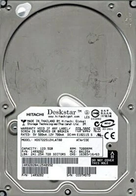Hitachi Deskstar HDS722512VLAT80 P/N: 14R9202 MLC: BA1254 123.5GB - Image 1 of 2