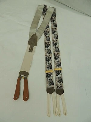 SUSPENSÓRIOS TRAFALGAR, TOUROS E URSOS DO MERCADO DE AÇÕES, SEDA COM ACESSÓRIOS DE CAMURÇA - Imagem 1 de 4