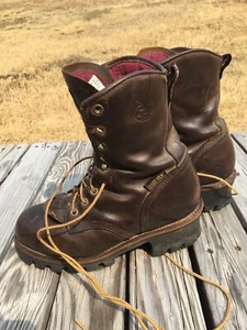 Georgia Boots Logging Brown Leather 400g Insulation Size 7M Womens G9382 Vintage - Picture 1 of 19
