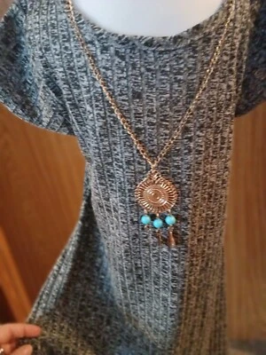 Dream Girl, Girls black, white and gray Dress Size 7/8 with necklace..nwt - Image 1 of 4