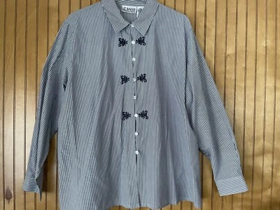 Camisa Vintage Liz Baker Essentials Talla Grande 22W Botón Pin Rayas Bordada Foto 1 de 4