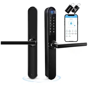 Ruveno Slim Smart Fingerprint Door Lock Handles Keyless Entry Black / Dark Grey - Picture 1 of 7