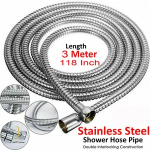118" 3M Shower Head Hose Handheld Extra Long Stainless Steel Bathroom Flexible - Picture 1 of 12