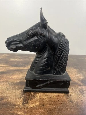 Vintage 1954 Virginia Metalcrafters The Stallion Black Cast Iron Horse Bookend  - Image 1 of 4
