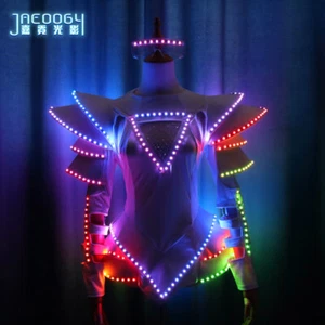 LED Luminous Stage Performance Costume Dance Bar Party Show Colour Lights Dress - Picture 1 of 6