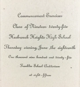 Hasbrouck Heights 1925 anuncio de graduación de escuela secundaria Nueva Jersey - Imagen 1 de 4