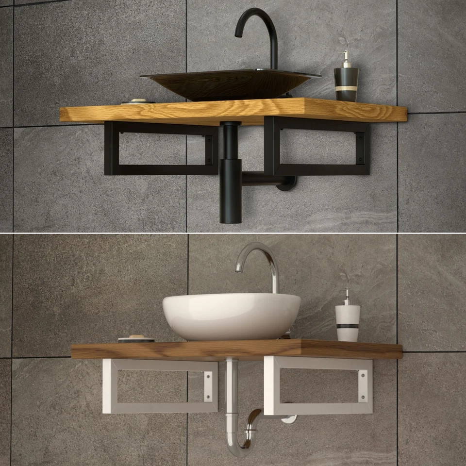 2er Set Wandkonsole Regalträger Regal Konsole Design Waschtischhalterung Stahl - Bild 1 von 1