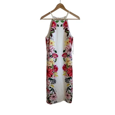 Guess Los Angeles White Floral Halter Dress Sleeveless Summer Casual Medium - Image 1 of 4