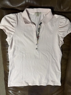Camisa polo Burberry Brit para mujer rosa manga corta abullonada logotipo talla L informal Foto 1 de 4