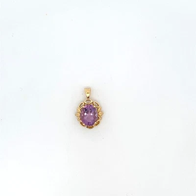 14k Yellow Gold Oval Purple Stone Pendant (C31024443) - Image 1 of 2