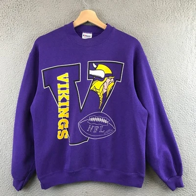 Sudadera de Colección Años 80 Minnesota Vikings NFL Fútbol Cuello Redondo Púrpura Talla L Foto 1 de 4