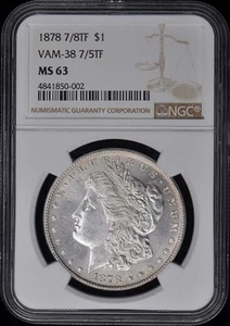 1878 7/8TF Morgan Dollar VAM-38 7/5TF S$1 NGC MS63 - Picture 1 of 2