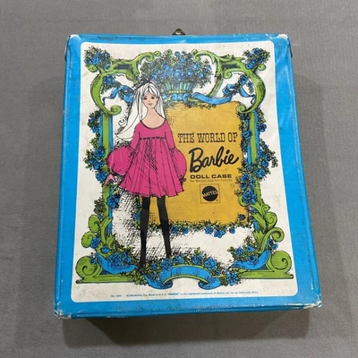 Estuche de muñeca de moda vintage Mattel 1968 The World of Barbie verde/azul/blanco #1002 Foto 1 de 4
