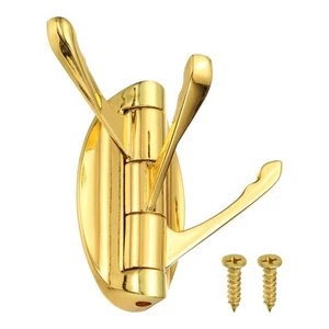 Swivel Towel Hook Wall Mounted Three Rotating Arms for Bathroom Gold - Picture 1 of 7