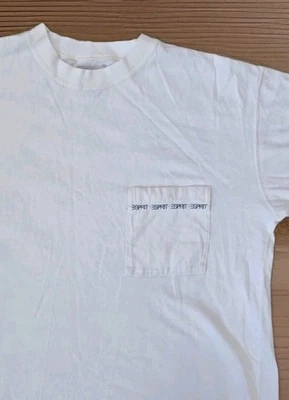 Camiseta Esprit Vintage Logo Bolsillo Frontal Años 90 Y2K Crema Talla Para Hombre Pequeña Foto 1 de 4