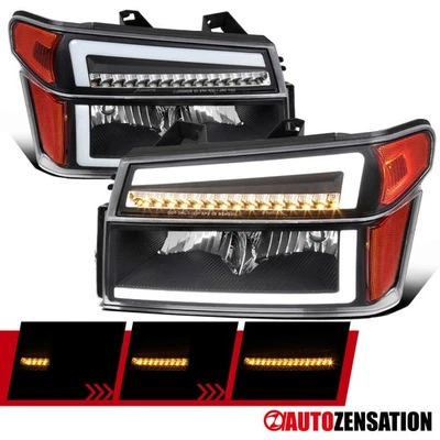 Fit 2004-2012 Colorado Canyon Black LED DRL Headlights+Corner Sequential Signal - Image 1 of 4