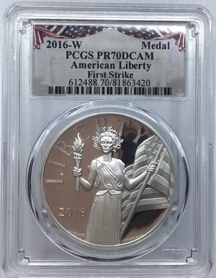 2016-W American Liberty 1oz Silver Medal PCGS PR70 DCAM FS - Image 1 of 2