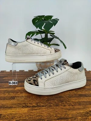 P448 Women's Thea White Snakeskin Leather Platform Sneaker Size 39 EU 9 US - Image 1 of 4