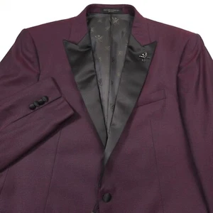 $798 John Varvatos Brooklyn Berry Red Peak Slim Fit Dinner Jacket Mens Size 42L - Picture 1 of 14