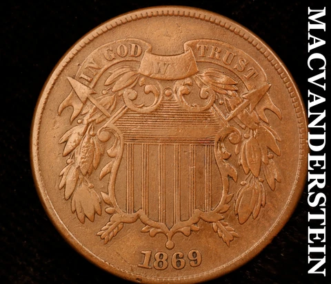 NICE!! 1869 Two Cents VF-Ef  Scarce Better Date Cover