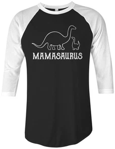 Mamasaurus Unisex Raglan T-Shirt Mom Mommy Dinosaur Rex Mothers Day - Picture 1 of 3