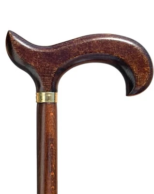 STOCK-FACHMANN Gehstock Derbygriff dunkelbraun mit Chromring Gehhilfe Spazierstock bis 100kg