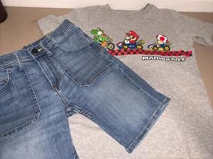 Boys Slim Fit Jeans Shorts Sz 9-10A And Mario kart T Shirt Sz 10 - Picture 1 of 11