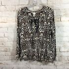 Soma Woman Med Animal Print Knit Long Sleeve Lace Front Stretch Casual Lepard