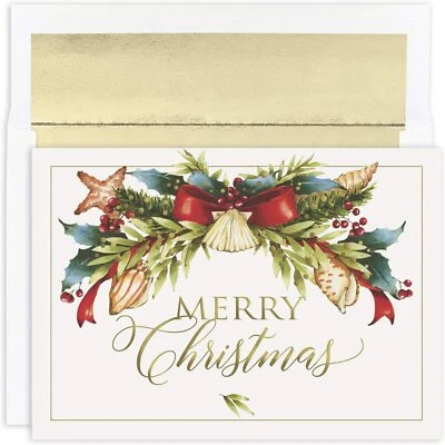 MASTERPIECE STUDIOS Warmest Wishes 16-Count Boxed Christmas Cards With Foil-Lined Envelopes, 7.8"...