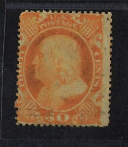 CKStamps: US Stamps Collection Scott#38 30c Franklin Mint H Part Gum Thin Crease