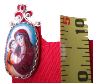 Mother of God Pendant Finift Enameled Jewelry Filigree/Handmade/FREE SHIP IN US
