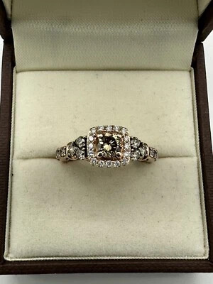 Le Vian 14k Strawberry Gold Chocolate & Vanilla Halo Diamond Ring Retails $1449 - Image 1 of 4