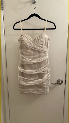 Max & Cleo Cream Cocktail Prom Party Dress Shimmery Tulle Size 4 Chiffon - Image 1 of 4