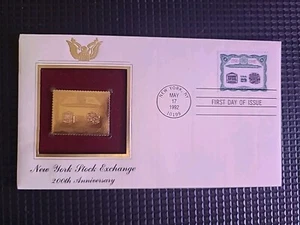 1992 New York Stock Exchange 200th Anniversary Gold Foil First Day Stamp Cover - Bild 1 von 2