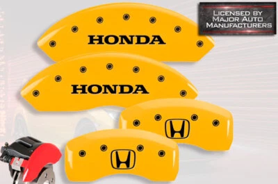 2019-2023 "Honda" Passport Front + Rear Yellow MGP Brake Disc Caliper Covers "H" - Image 1 of 4
