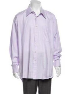 EMANUEL UNGARO Long Sleeve Dress Shirt 100% Cotton Purple - Picture 1 of 3
