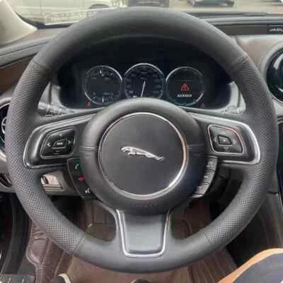 For Jaguar XFL F-TYPE F-PACE XE XF Hand-stitched Leather Steering Wheel Cover - Image 1 of 4