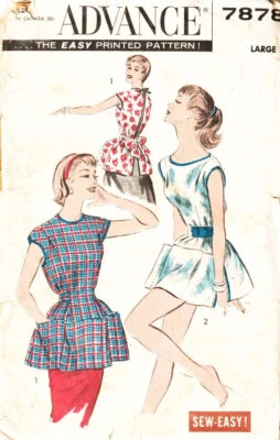 Vintage 1950s Advance 7878 Easy COBBLER APRON PATTERN 3 styles Pockets Sz LG - Image 1 of 2