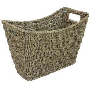 JVL Seagrass Newspaper Magazine Storage Basket Rack with Handles - Picture 1 of 6