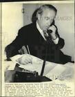 1976 Press Photo Senator Henry Jackson talks on phone in New York suite
